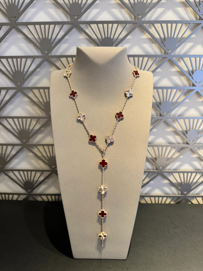[Amore Jewelry]CLOVER 20 MOTIFS LASER CARNELIAN NECKLACE