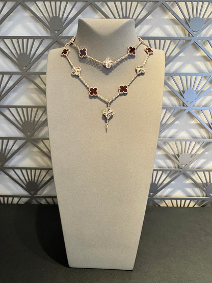 [Amore Jewelry]CLOVER 20 MOTIFS LASER CARNELIAN NECKLACE
