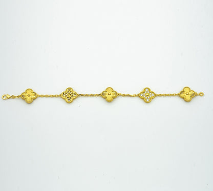 [Amore Jewelry]CLOVER BRACELET 5 MOTIFS GOLD DIAMOND