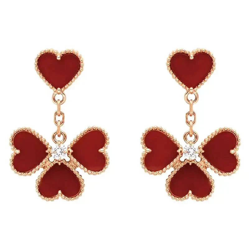 [Amore Jewelry]SWEET CLOVER CARNELIAN EARRINGS