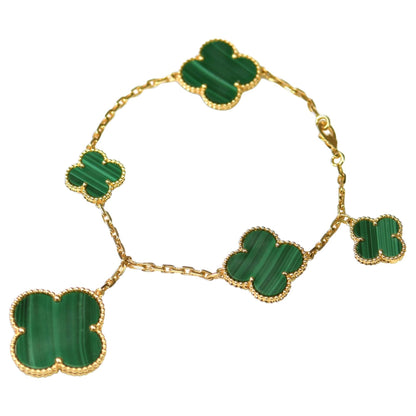 [Amore Jewelry]MAGIC CLOVER MALACHITE GOLD BRACELET 5 MOTIFS