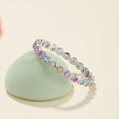 [Amore Jewelry]Radiant Sparkling Round Cut Daily Ring