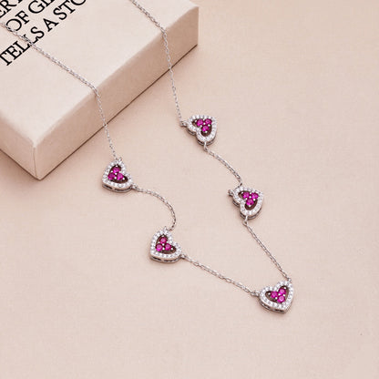 [Amore Jewelry]Sparkling Five Heart Necklace