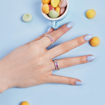 [Amore Jewelry]Dainty Kaleidoscopic Emerald Cut Daily Ring