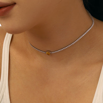 [Amore Jewelry]1.0 carat Unique Pear Cut Tennis Necklace