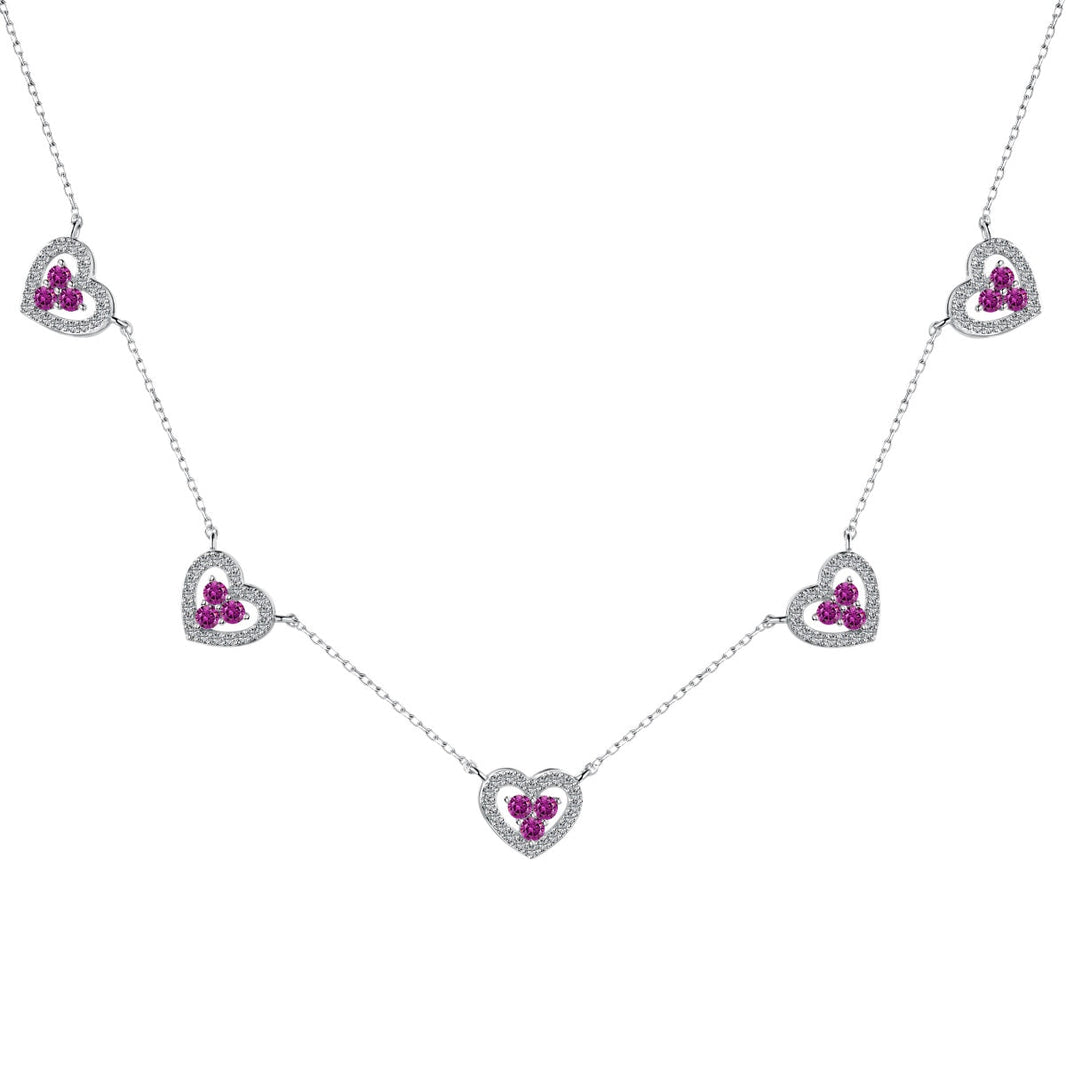 [Amore Jewelry]Sparkling Five Heart Necklace
