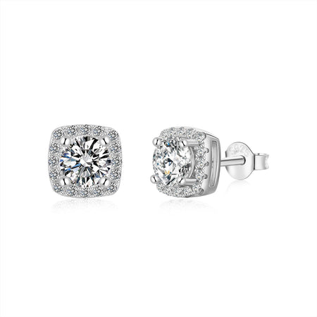 [Amore Jewelry]Classic Round Center Stone Stud Earrings