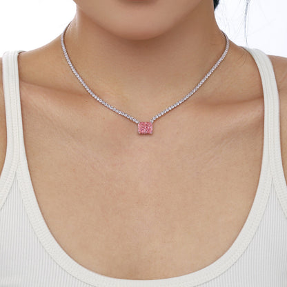 [Amore Jewelry]4.0 Carat Elegant Radiant Cut Necklace