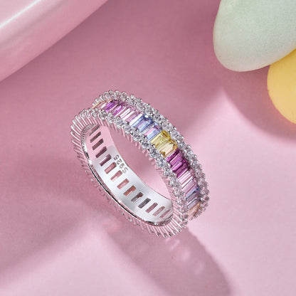 [Amore Jewelry]Dainty Kaleidoscopic Emerald Cut Daily Ring