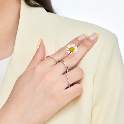 [Amore Jewelry]Dazzling Lustrous Round Cut Tennis Ring