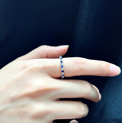 [Amore Jewelry]Exquisite Colorful Round Cut Tennis Ring