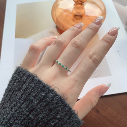 [Amore Jewelry]Exquisite Colorful Round Cut Tennis Ring