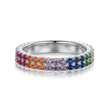 [Amore Jewelry]Unique Colorful Round Cut Tennis Ring