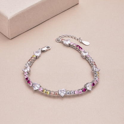 [Amore Jewelry]Romantic Heart Shape Round Cut Lover Bracelet