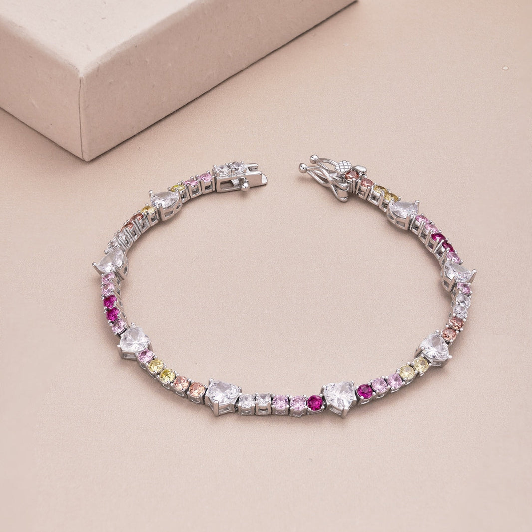 [Amore Jewelry]Romantic Heart Shape Round Cut Lover Bracelet