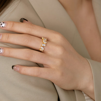 [Amore Jewelry]Delicate Multi Cut Ring