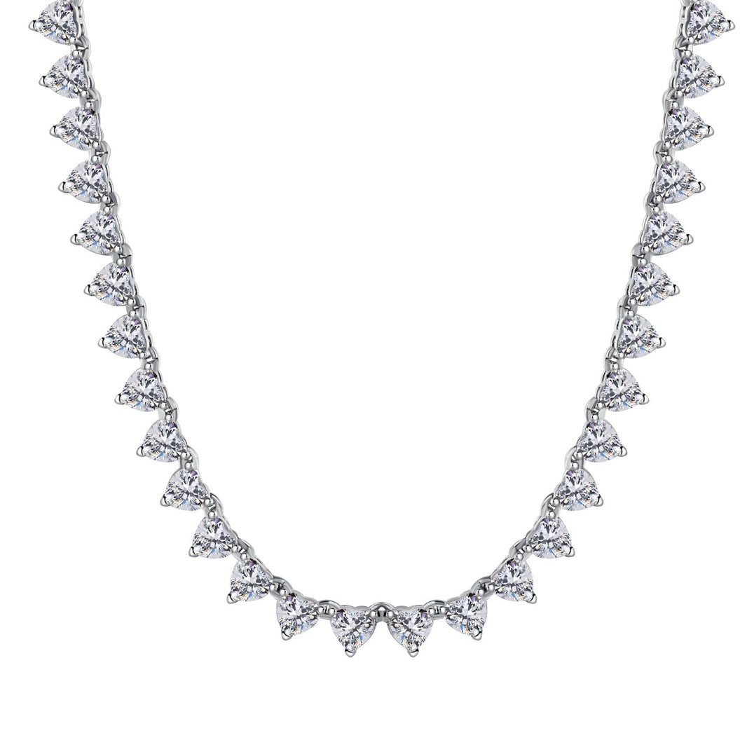 [Amore Jewelry]Ornate Heart Cut Tennis Necklace