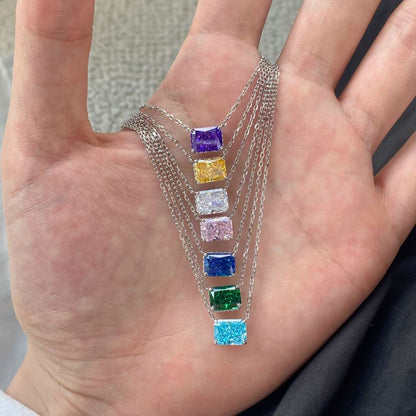 [Amore Jewelry]Luxurious Square Shape Colorful Necalack