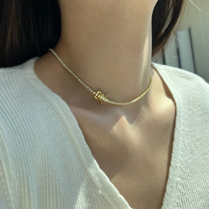 [Amore Jewelry]Delicate Round Shape Tennis Necklace