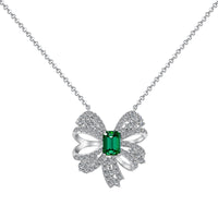 [Amore Jewelry]Luxurious Flower Shape Emerald Cut Necklace