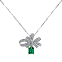 [Amore Jewelry]Luxurious Flower Shape Emerald Cut Necklace