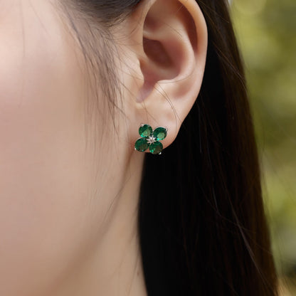 [Amore Jewelry]Four-Leaf Clover Eight-Pointed Star Earrings