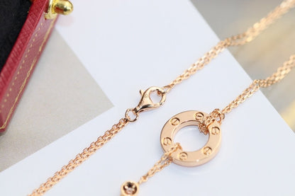 [Amore Jewelry]LOVE NECKLACE ADJUSTABLE ROSE GOLD 2 DIAMOND