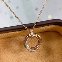 [Amore Jewelry]TRINITY NECKLACE SILVER GOLD PINK GOLD DIAMONDS