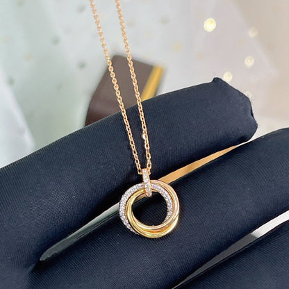 [Amore Jewelry]TRINITY NECKLACE SILVER GOLD PINK GOLD DIAMONDS