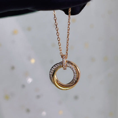 [Amore Jewelry]TRINITY NECKLACE SILVER GOLD PINK GOLD DIAMONDS