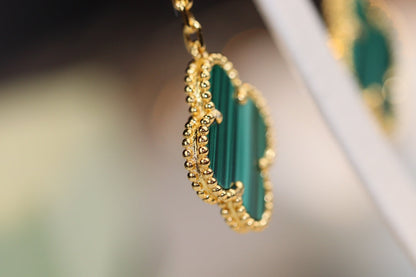 [Amore Jewelry]CLOVER EARRINGS GOLD MALACHITE DIAMOND 3 MOTIF