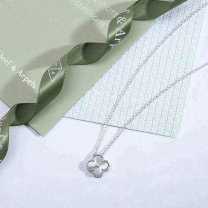 [Amore Jewelry]CLOVER  15MM DIAMOND LASER NECKLACE SILVER