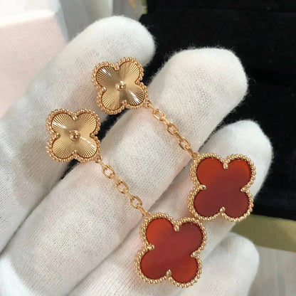[Amore Jewelry]CLOVER 2 MOTIF  LASER CARNELIAN EARRINGS