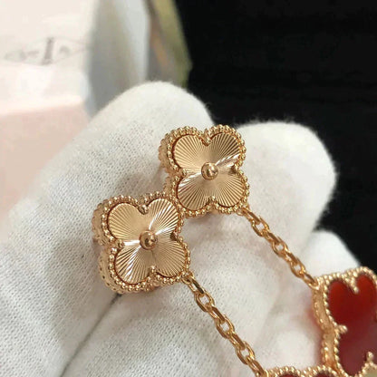 [Amore Jewelry]CLOVER 2 MOTIF  LASER CARNELIAN EARRINGS