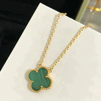 [Amore Jewelry]CLOVER 15MM MALACHITE SINGLE FLOWER  NECKLACE