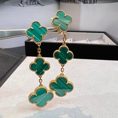 [Amore Jewelry]CLOVER MALACHITE 3 MOTIFS GOLD