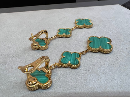 [Amore Jewelry]CLOVER MALACHITE 3 MOTIFS GOLD