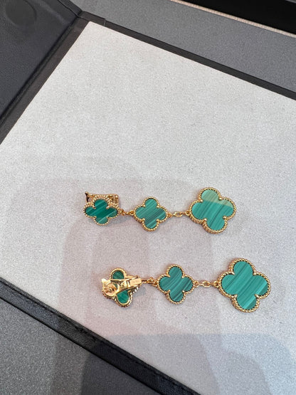 [Amore Jewelry]CLOVER MALACHITE 3 MOTIFS GOLD