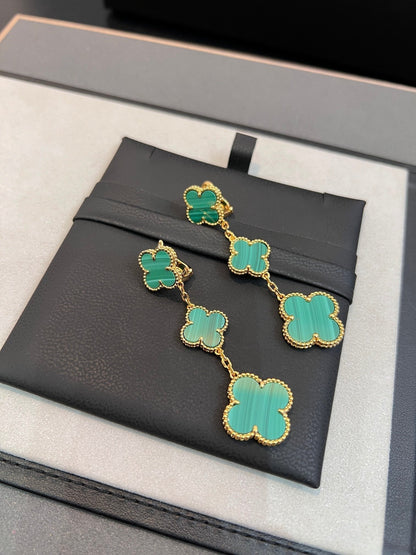 [Amore Jewelry]CLOVER MALACHITE 3 MOTIFS GOLD