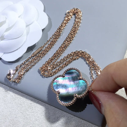 [Amore Jewelry]CLOVER 25MM GOLD DARK MOP BIG CLOVER NECKLACE