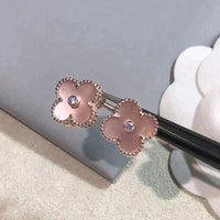 [Amore Jewelry]CLOVER MEDIUM 1 MOTIFS  PINK MOP DIAMOND EARRINGS