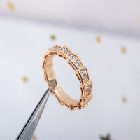 [Amore Jewelry]SERPENTI RING PINK GOLD DIAMOND PAVED 3MM