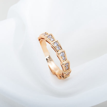[Amore Jewelry]SERPENTI RING PINK GOLD DIAMOND PAVED 3MM
