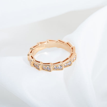 [Amore Jewelry]SERPENTI RING PINK GOLD DIAMOND PAVED 3MM