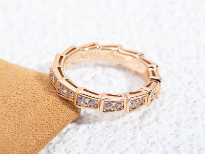 [Amore Jewelry]SERPENTI RING PINK GOLD DIAMOND PAVED 3MM