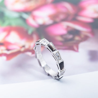 [Amore Jewelry]SERPENTI RING SILVER  DIAMOND BLACK MOP 3MM