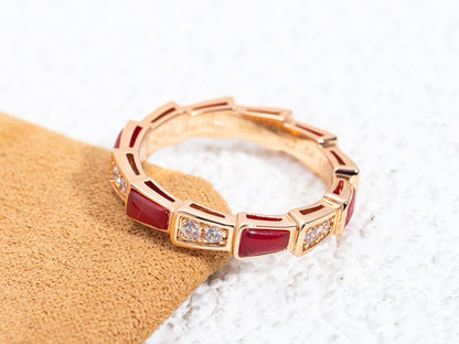 [Amore Jewelry]SERPENTI RING PINK GOLD CARNELIAN DIAMOND 3MM