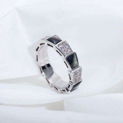 [Amore Jewelry]SERPENTI RING SILVER DIAMOND BLACK MOP 4MM