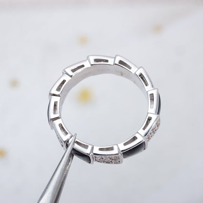 [Amore Jewelry]SERPENTI RING SILVER DIAMOND BLACK MOP 4MM