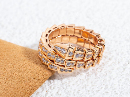 [Amore Jewelry]SERPENTI RING PINK GOLD DIAMOND DOUBLE ROW
